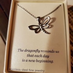 Stainless steel dragonfly pendant with Necklace